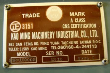 5' x 15 3/8 , KAO MING, 1986 Radial Arm Drill Press