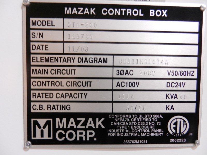 MAZAK-NEXUS QTN-200,12-STATIONS,MAZAKTROL-FUSION 640,CHIP CONVEYOR,NEW-2003