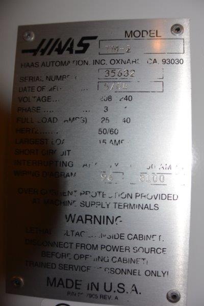 HAAS TM-2,40 X,16 Y,16 Z,CAT-40,10-ATC,4,000-RPM,7.5-HP,HAAS CNC NEW-2004