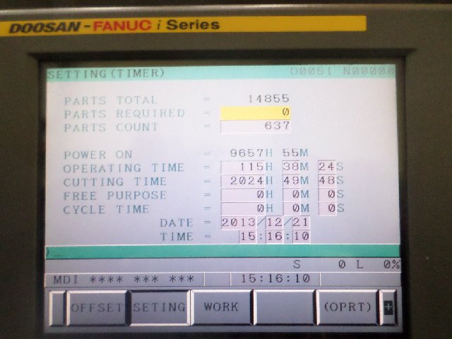 DOOSAN PUMA 400B, FANUC i, 15 Chk, 2010,5.2 BORE, 41 CC, 30 SWING,CHIP CONV