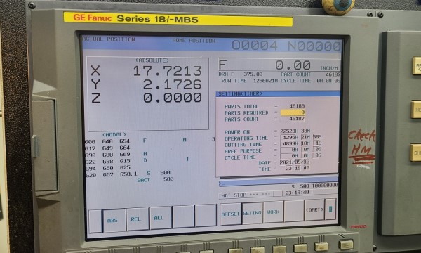 2006 FADAL VMC-6030HT,X60 ,Y30 ,Z30 ,Spindle Speed 10,000 rpm