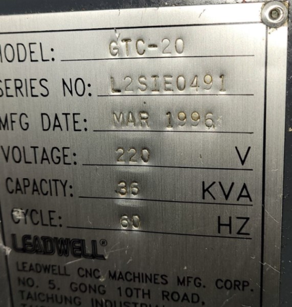 LEADWELL GTC-20 CNC LATHE, FANUC 0T,COLLET SYSTEM